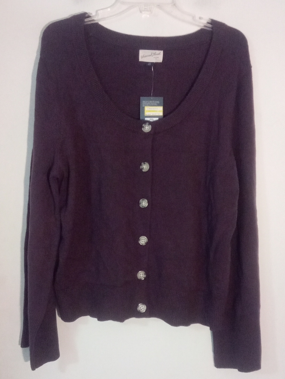* Universal Thread Purple Eggplant Scoop Button Cardigan Sweater XXL NWT $35